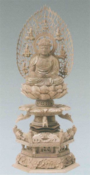 正規品得価総白檀　六角台座 ケマン付き　弥陀 仏像 仏像