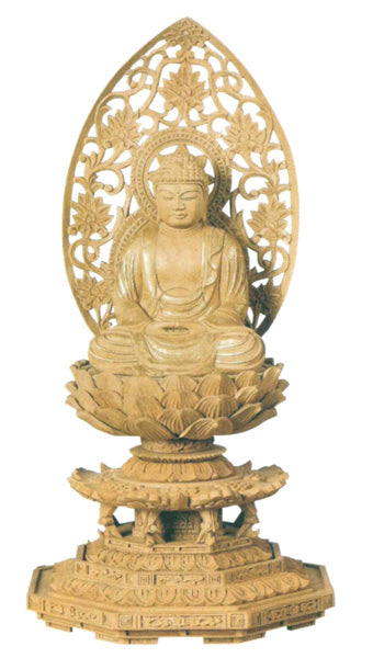 仏像 楠木地彫 八角台座 【座釈迦】 金泥書 2寸/2.5寸/3寸