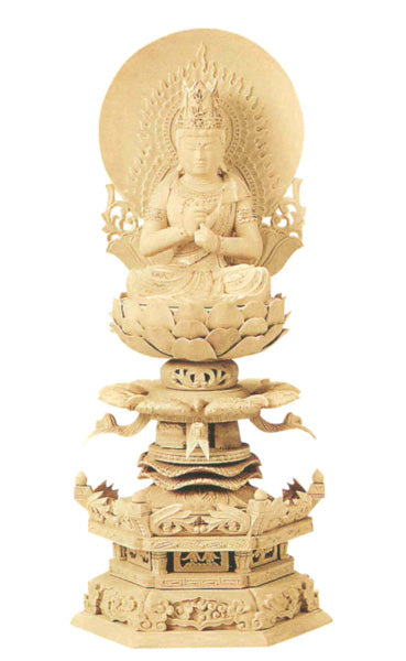 仏像 総柘植 六角ケマン 【大日如来】 (円光背) 金泥書 2寸/2.5寸/3寸