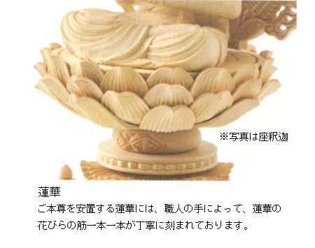 仏像 本柘植 六角台座 【舟立弥陀】唐草光背 (金泥書) 3寸/3.5寸/4寸/4.5寸/5寸