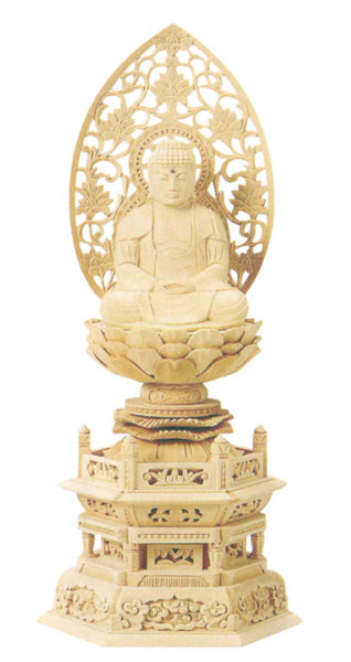 仏像 総白木 六角台座 【座釈迦】(木地) 1.8寸/2寸/2.5寸/3寸/3.5寸