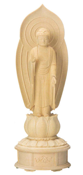 仏像 桧木 蓮華台座 【舟立弥陀】 増台付 3寸/3.5寸/4寸/4.5寸