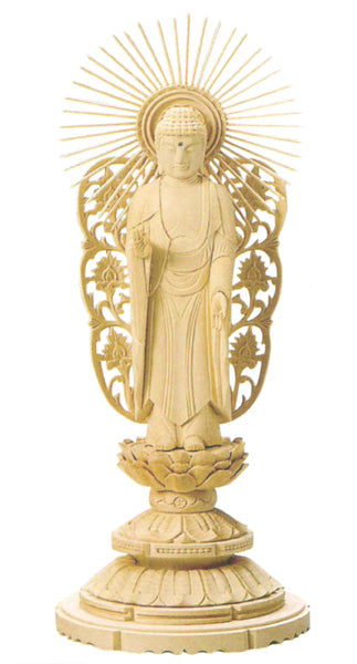 仏像 総白木 丸台座 【西立弥陀】(木地) 2.8寸/3寸/3.5寸/4寸/4.5寸/5寸/6寸