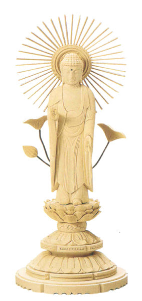 仏像 総白木 丸台座 【東立弥陀】(木地) 2.8寸/3寸/3.5寸/4寸/4.5寸/5寸/6寸