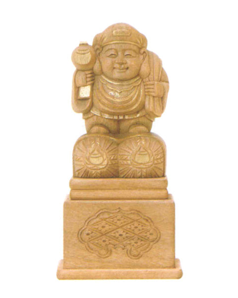 仏像 楠木地彫 【大黒天】 金泥書 高台付 1.8寸/2寸/2.3寸/3寸