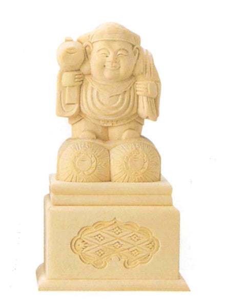 仏像 総白木 【大黒天】 高台付 2寸/2.5寸/3寸