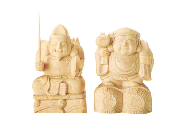 仏像 総白木 【恵比寿・大黒天】 2寸/2.5寸/3寸/3.5寸/4寸/4.5寸/5寸