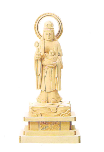 仏像 総白木 【子安鬼子母神】 3.5寸/4寸/4.5寸/5寸/6寸