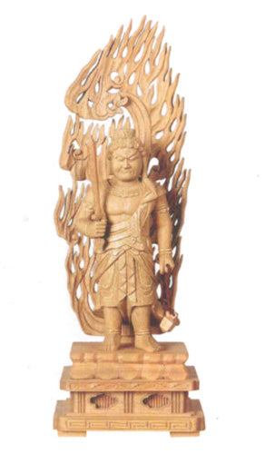 仏像 楠木地彫 【不動明王】 金泥書 3寸/3.5寸/4寸/4.5寸/5寸/6寸