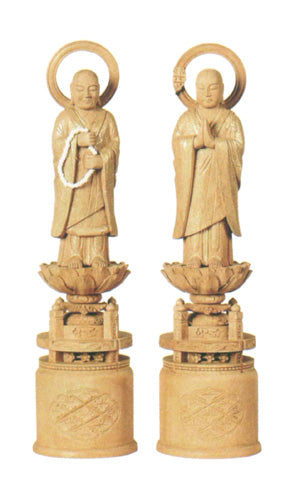 仏像 楠木地彫 【両大師】 金泥書 3寸/3.5寸/4寸/4.5寸/5寸
