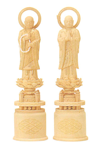 仏像 総柘植 【両大師】 金泥書 3寸/3.5寸/4寸/4.5寸/5寸