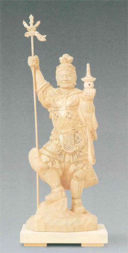 仏像 総柘植 【毘沙門天】 金泥書 4寸/5寸/6寸