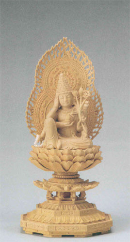 仏像 本柘植 八角台座 【如意輪観音】 2寸