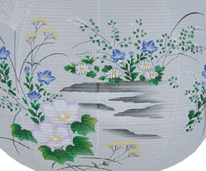 京提灯 白峰　白木中 秋草 2対 白木製蛇腹京提灯 白峰一尺［秋草］1台 – ルピナス供養
