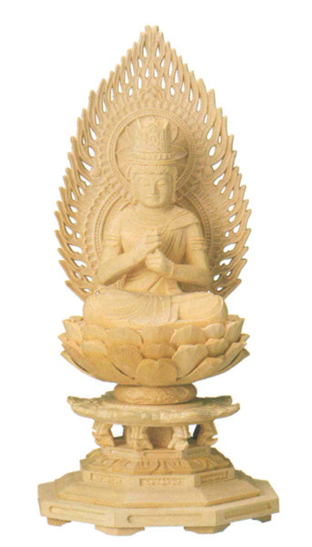 仏像 大日如来【桧木】［八角台座・火炎光背］　1.8寸/2寸/2.5寸/3寸