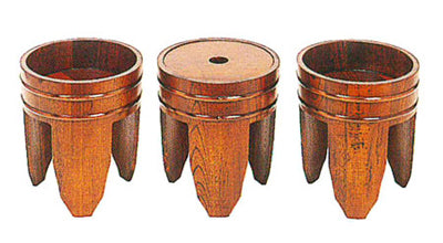 施餓鬼桶（施食桶）3ヶ1組（アルミ製オトシ1ヶ付）［栓スリ漆］　直径6寸/直径7寸/直径8寸