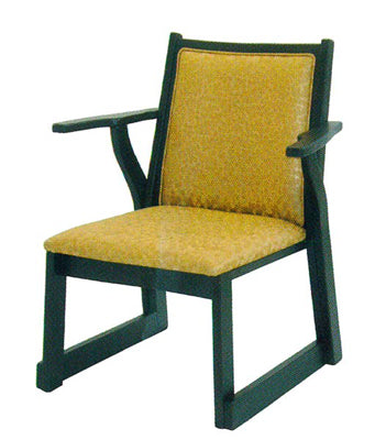 両肘付レザー椅子［木製］座高35cm/座高42cm