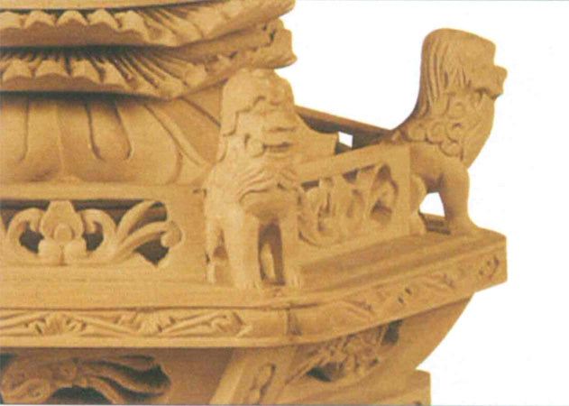 木彫りの仏像 大日如来 (真言宗) 柘植製 六角台座 火炎光背(高さ21.5cm