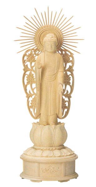 仏像 桧木 蓮華台座 【西立弥陀】 増台付　3寸/3.5寸/4寸/4.5寸